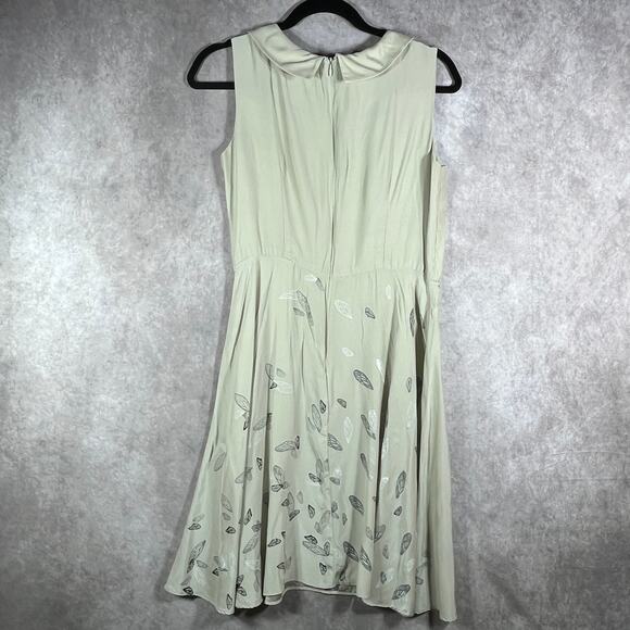 Alexandra Grecco Dress Womens 6 Green Silk Butterfly Print Fit & Flare fairy - Picture 4 of 9